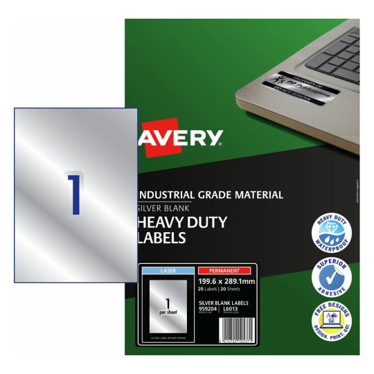 Silver Heavy Duty Labels 959204 Content: 20 Labels / 20 Sheets