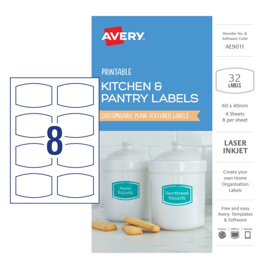 Kitchen & Pantry Labels AE9011 Content: 32 Labels / 4 Sheets