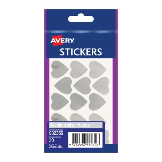 Silver Heart Stickers 932356