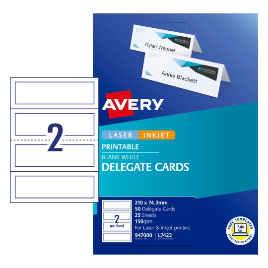 Delegate Cards 947000 Content: 50 Cards / 25 Sheets