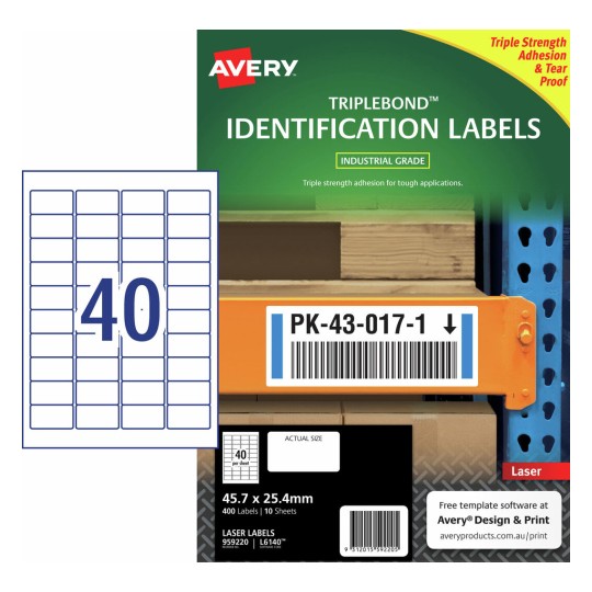 TripleBond Labels 959220 Content: 400 Labels / 10 Sheets