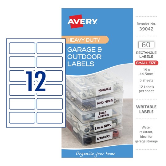 Garage & Outdoor Labels 39042 Content: 60 Labels / 5 Sheets