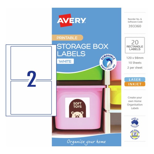 Storage Box Labels 393360 Content: 20 Labels / 10 Sheets