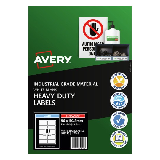 White Heavy Duty Labels 959216
