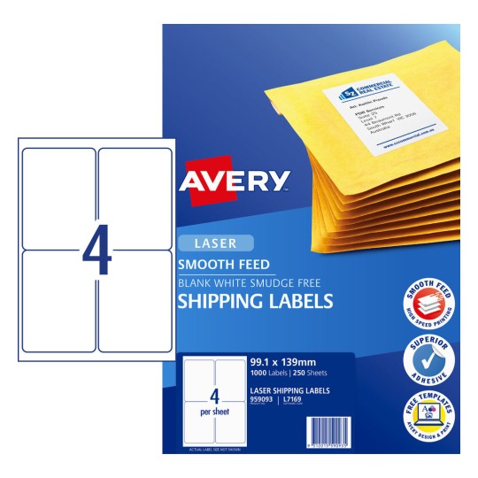 Shipping Labels with Smooth Feed 959093 Content: 1000 Labels / 250 Sheets