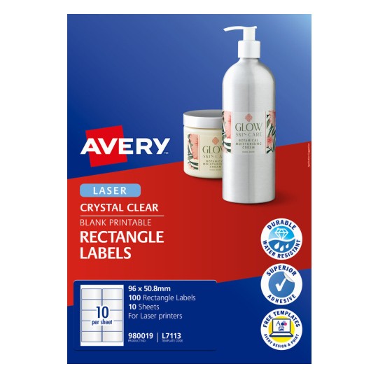 Crystal Clear Rectangle Labels 980019