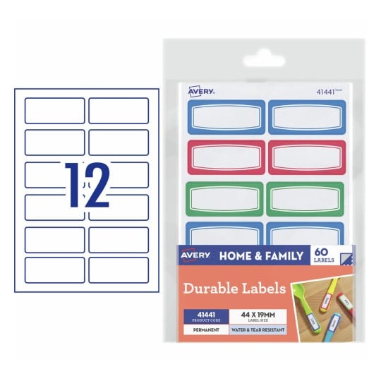 Avery Durable Labels 41441 Content: 60 Labels / 5 Sheets