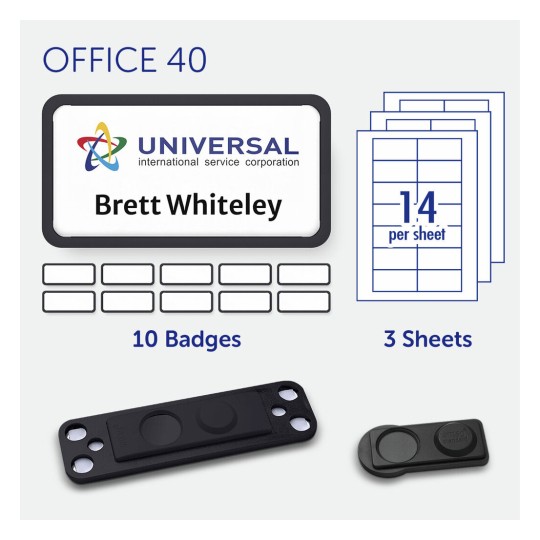 badgepoint Office 40 Name Badge, Black Frame with Extra Strong Magnetic Fastener BP99146