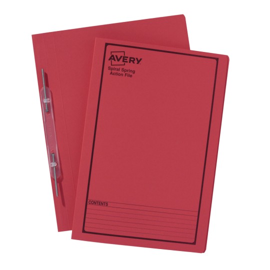 Red Spiral Spring Action File with Black Print 88544