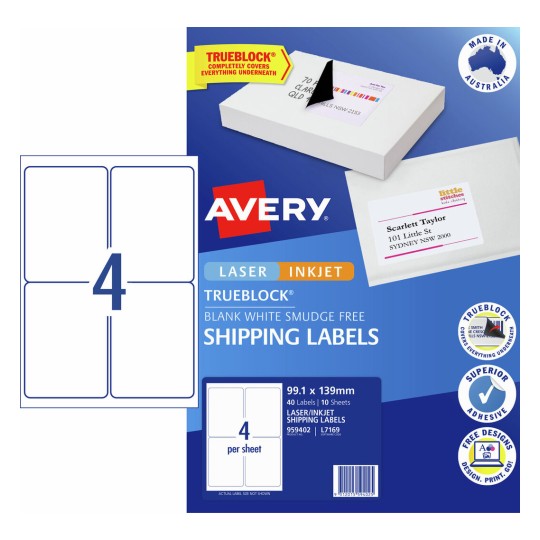 eCommerce Shipping Labels 959402 Content: 40 Labels / 10 Sheets