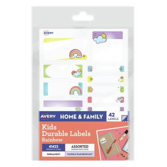 Avery Kids Durable Labels "Rainbow" 41423