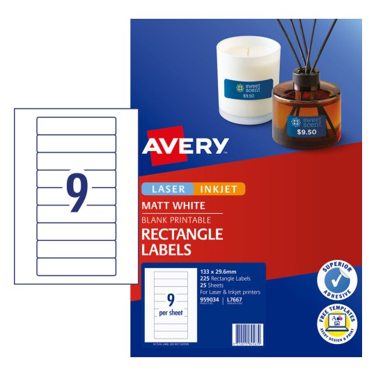 Permanent Multi-purpose Labels 959034 Content: 225 Labels / 25 Sheets