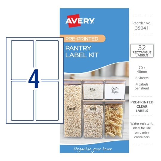 Pantry Label Kit 39041 Content: 32 Labels / 8 Sheets
