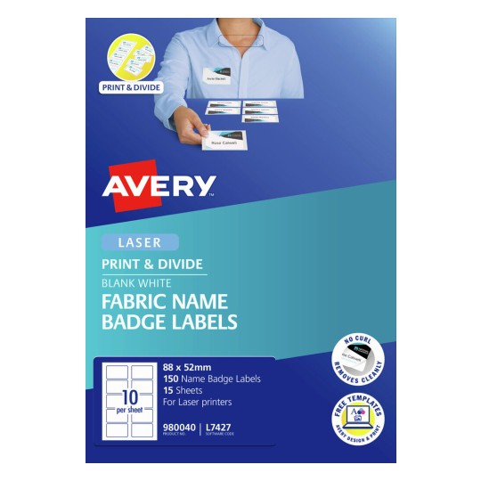 Fabric Print & Divide Name Badge Labels 980040