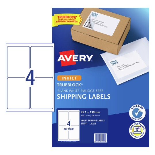 Shipping Labels with Trueblock 936022 Content: 100 Labels / 25 Sheets