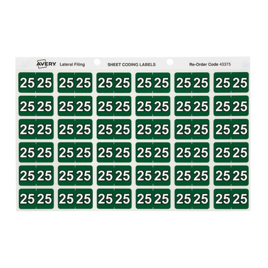 25 Side Tab Colour Coding Labels 43375