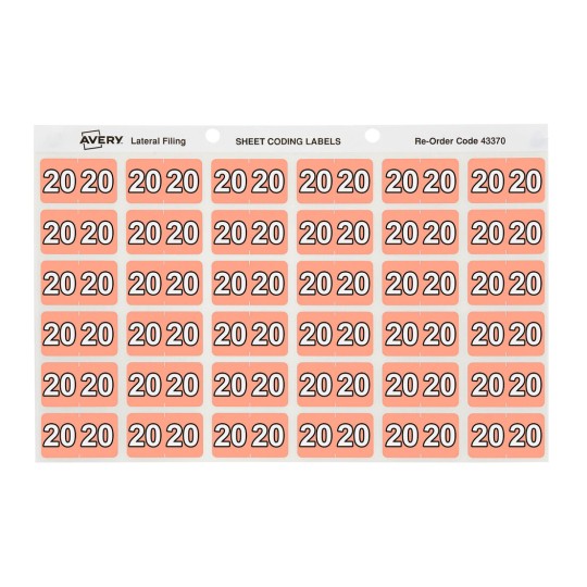 20 Side Tab Colour Coding Labels 43370