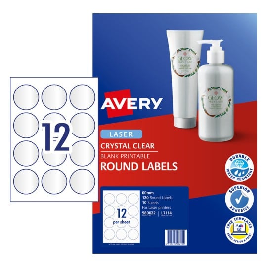 Crystal Clear Round Labels 980022 Content: 120 Labels / 10 Sheets