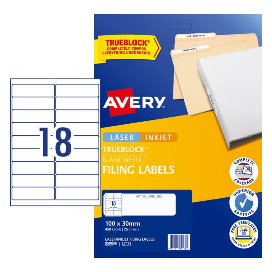 Filing Labels 959036 Content: 450 Labels / 25 Sheets