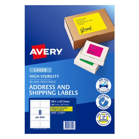 Fluoro Yellow High Visibility Shipping Labels 36102