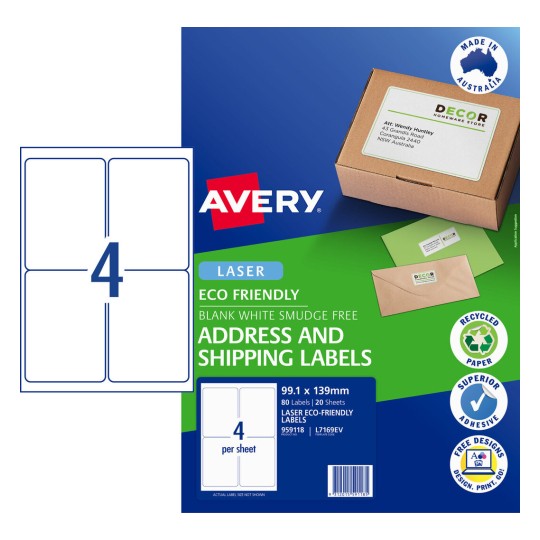 Eco Friendly Labels 959118 Content: 80 Labels / 20 Sheets