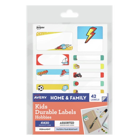Avery Kids Durable Labels "Hobbies" 41420