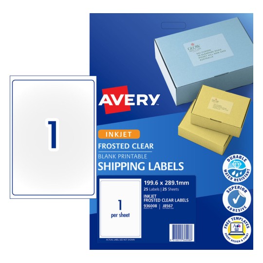 Frosted Clear Shipping Labels 936008 Content: 25 Labels / 25 Sheets
