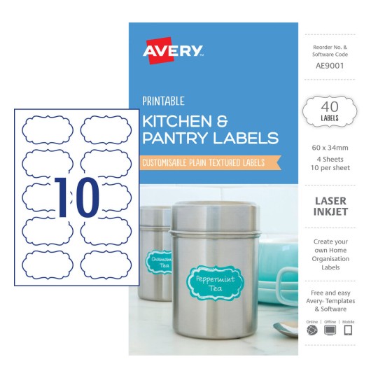 Kitchen & Pantry Labels AE9001 Content: 40 Labels / 4 Sheets
