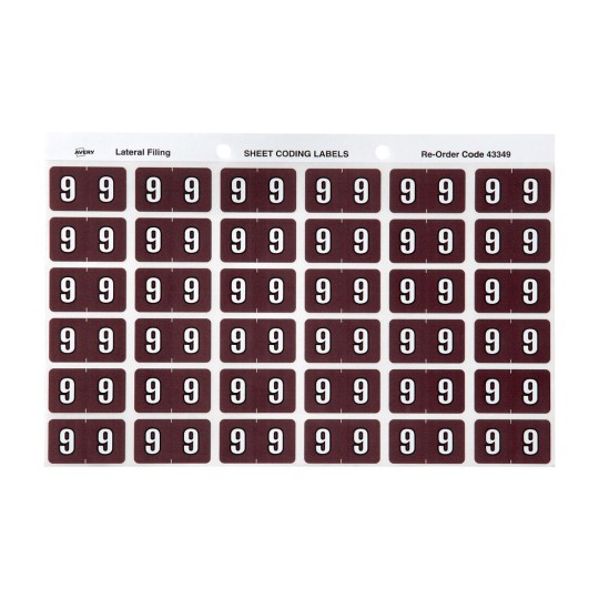 9 Side Tab Colour Coding Labels 43349