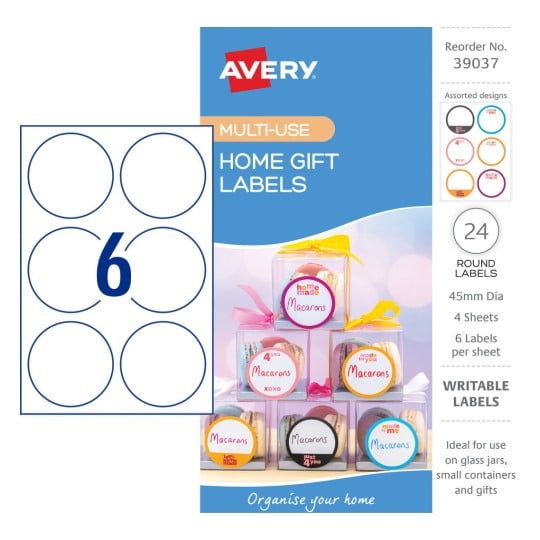 Round Home Gift Labels 39037 Content: 24 Labels / 4 Sheets