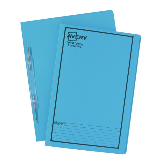 Blue Spiral Spring Action File with Black Print 85204