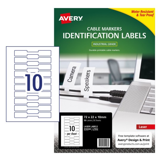 Printable Cable Markers 910008 Content: 50 Labels / 5 Sheets