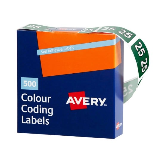 25 Side Tab Colour Coding Roll Labels 43275