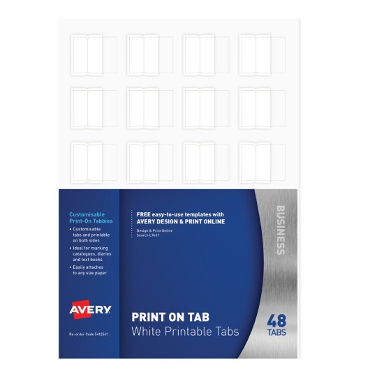 Print on Tabs, White, 48 Tabs 5412561