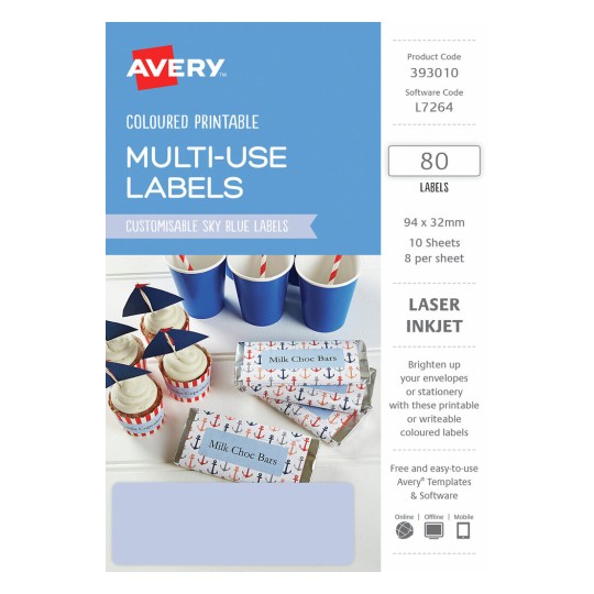 Sky Blue Coloured Labels 393010