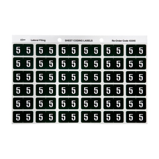 5 Side Tab Colour Coding Labels 43345