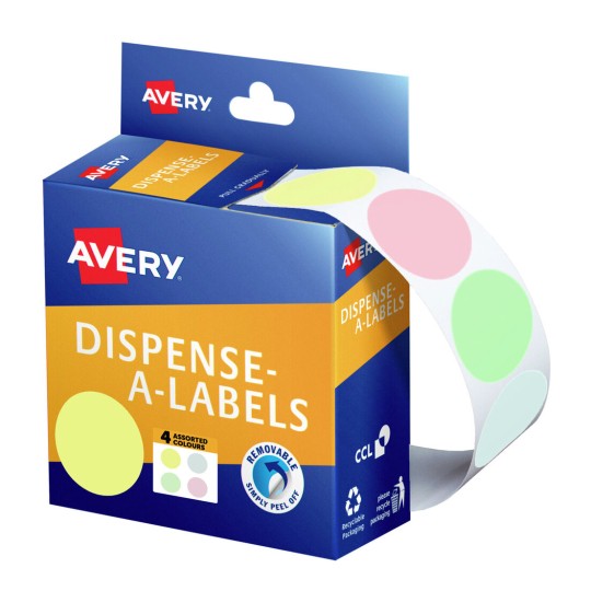 Assorted Pastel Colours Circle Dispenser Labels 937378