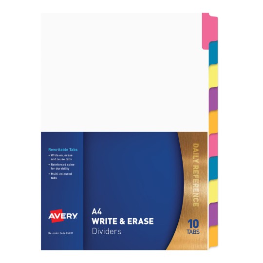 Write & Erase Dividers, 10 Tabs 85601