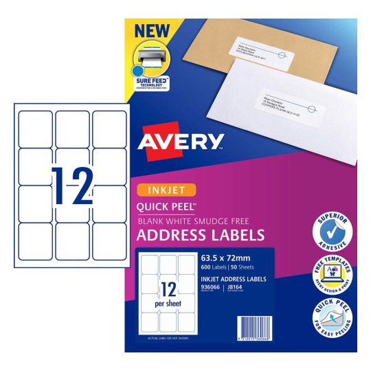 600 White Address Labels 12 per A4 Sheet Laser Inkjet Packing ...
