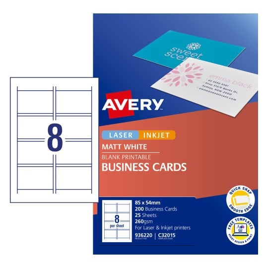 Blank Business Cards Print Your Own Paper Avery Australia