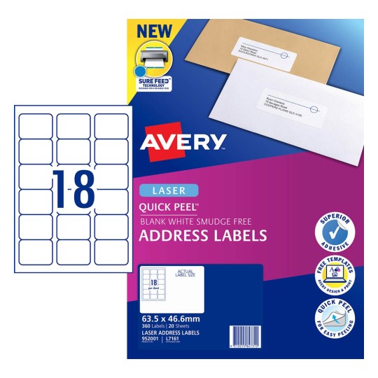 Quick Peel Address Labels with Sure Feed | 952003 | Avery Australia