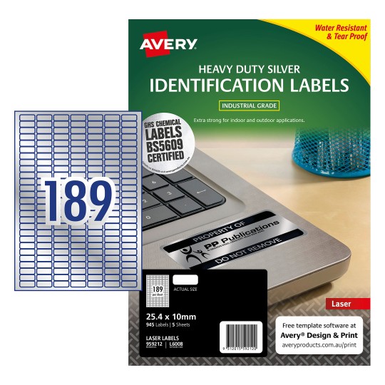 Silver Heavy Duty Labels 959212 Avery Australia