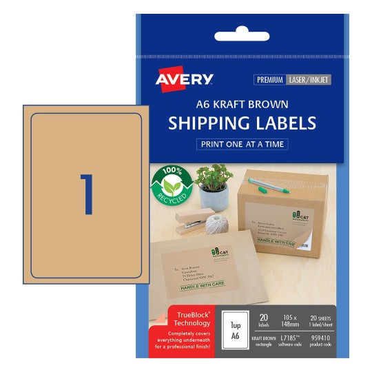 oriëntatie Sportman single Shipping Labels, A6 | 959410 | Avery Australia