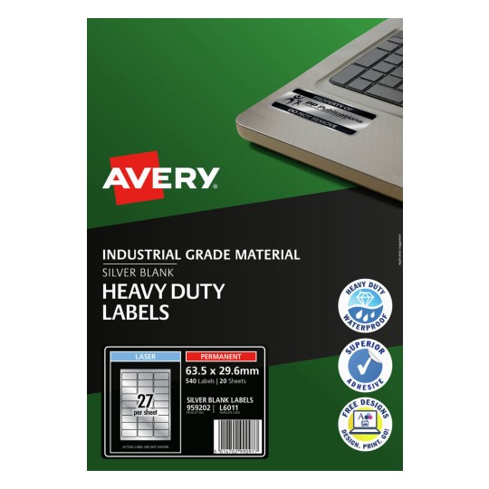 Silver Heavy Duty Labels 959202