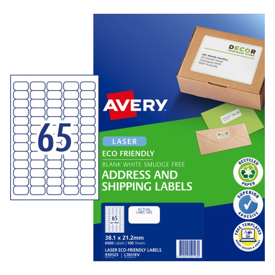 Eco Friendly Labels 959123 Content: 6500 Labels / 100 Sheets