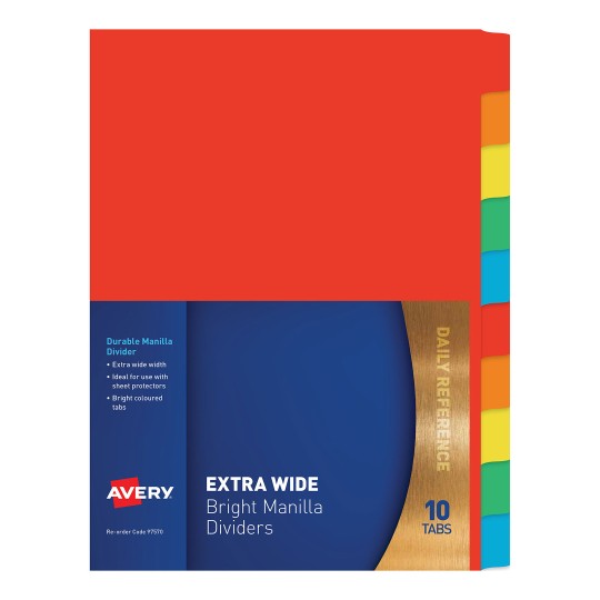 Extra Wide Dividers, 10 Tabs | 97570 | Avery Australia