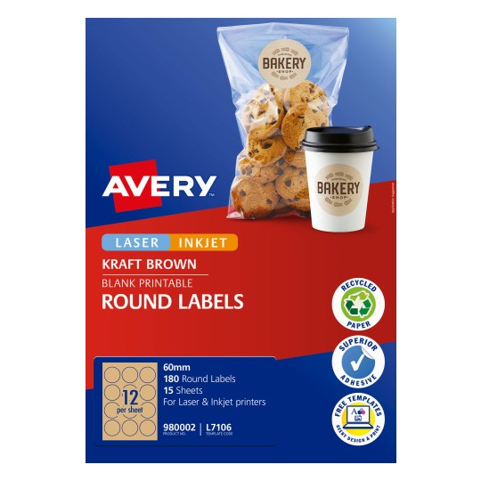 Kraft Brown Round Labels | 980002 | Avery Australia