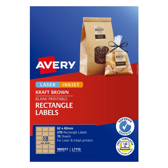 Kraft Brown Rectangle Labels | 980017 | Avery Australia