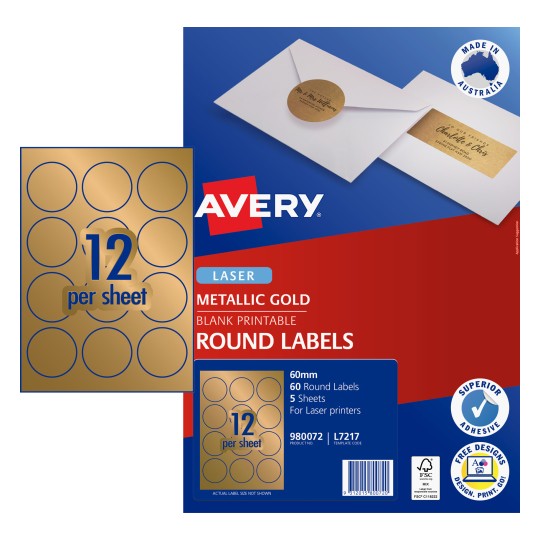 Avery Gold Round Labels | 980072 | Avery Australia
