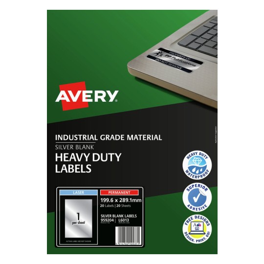 Silver Heavy Duty Labels 959204